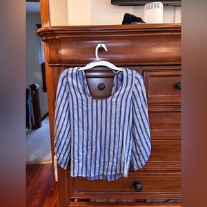 Dolan Left Coast Blue & White Striped Back-Tie Blouse | Size M | NWT